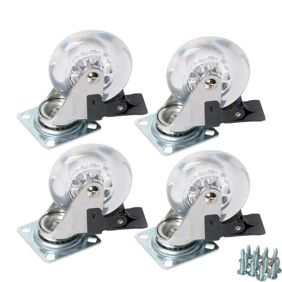 YAEMIKY 3" Swivel Casters Set of 4, 800 Lbs Clear Polyurethane Wheels for Cabinet,Ottoman, Bench(Included Screws)