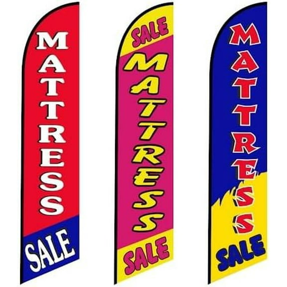 3 Swooper Feather Flags of Mattress SALE Business Advertising Banners Pack of 3 Replacement Feather Flags only