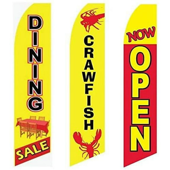 3 Swooper Flags Crawfish Dining SALE Now Open Welcome Open