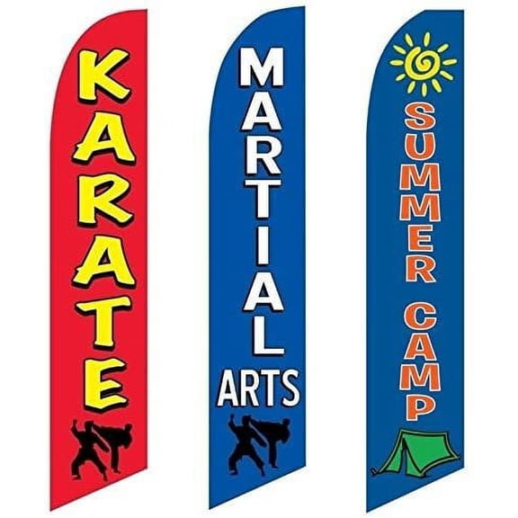 3 Swooper Flags Karate Lessons Martial Arts & Summer Camp Now OPEN