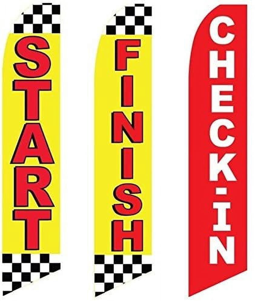 3 Swooper Flags Start Check In Events & Festivals Finish Red & Yellow ...