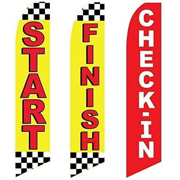 3 Swooper Flags Start Check In Events & Festivals Finish Red & Yellow