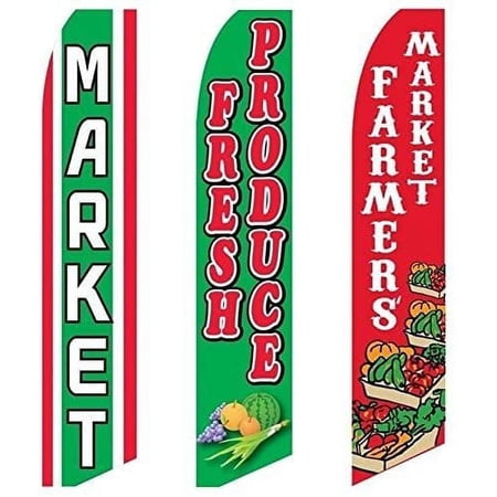 3 Swooper Flags Welcome Fresh Produce SALE Farmers Market