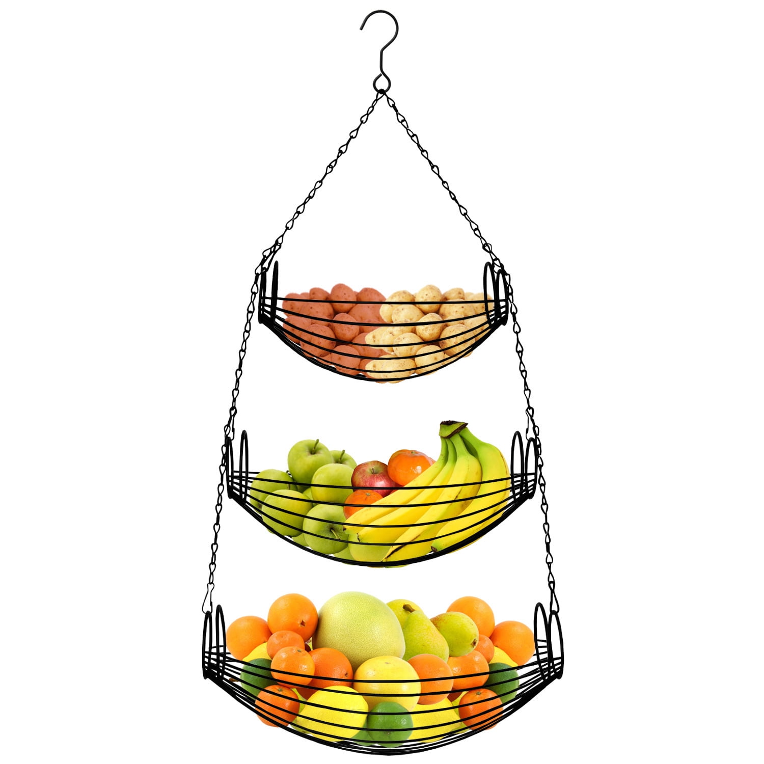 3 TIER BLACK HANGING OVAL BASKET