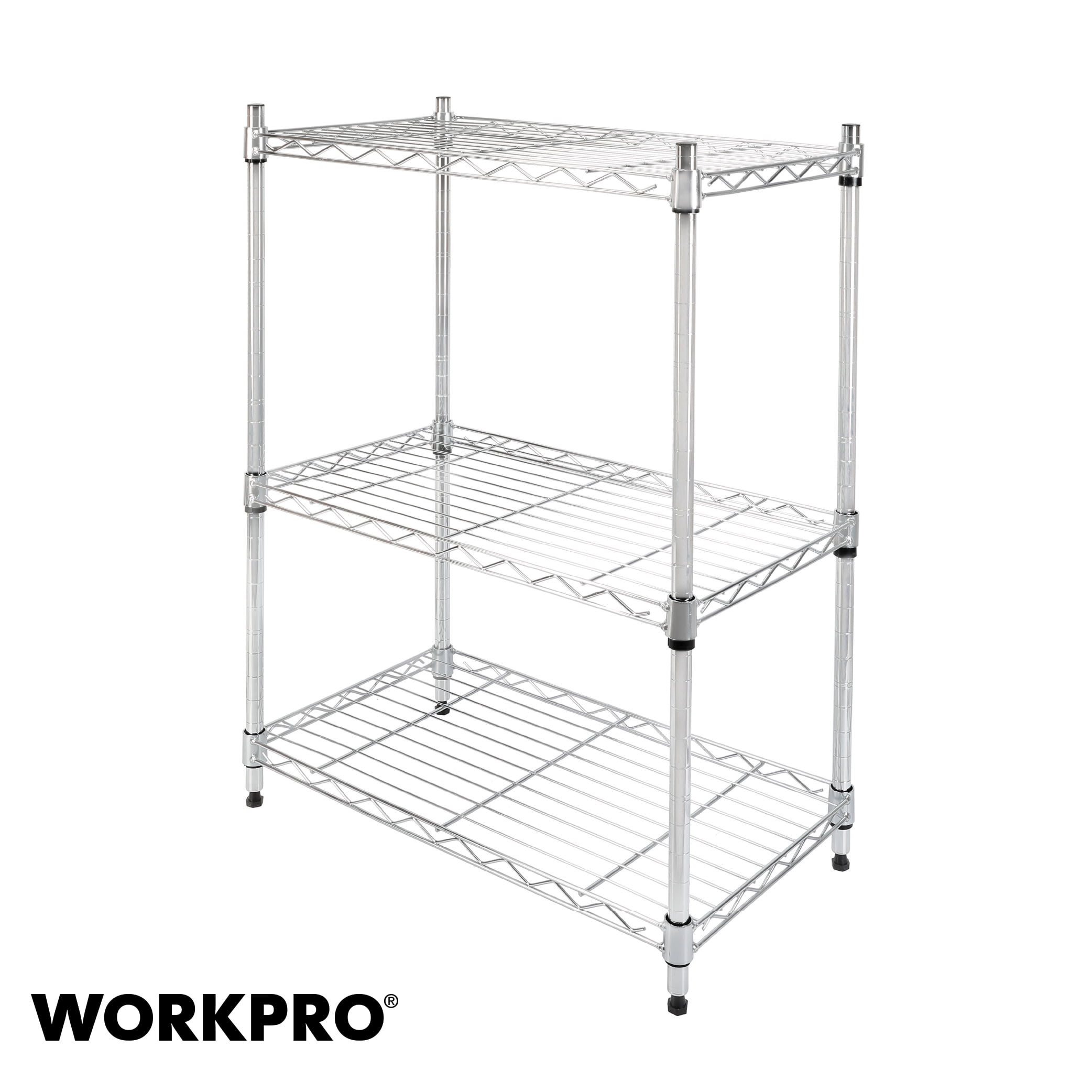 WorkPro 3-Tier Chrome Slim Wire Shelving