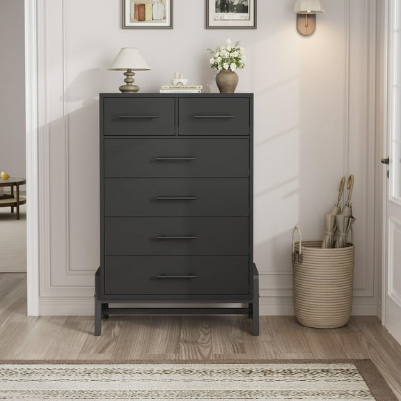 3# Tall 6-Drawer Dresser for Entryway Storage - Narrow Freestanding Cabinet with Sturdy Steel Frame