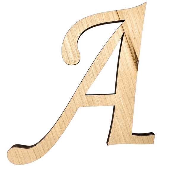 3" Tall BIRCH Wood Letter A | Krafty Supply 1/4" Thick Wooden Letters | Wood Craft Letters | Monotype Font | Fancy Fonts