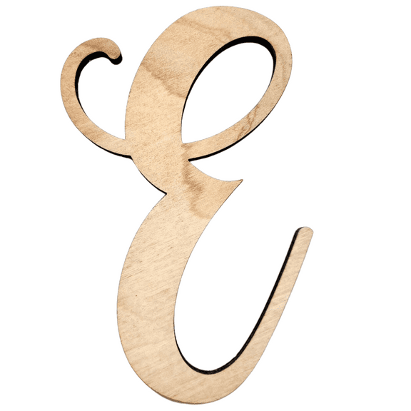 3" Tall BIRCH Wood Letter E | 1/4" Thick | Wood Craft Letters | Starfish Font | Script Font