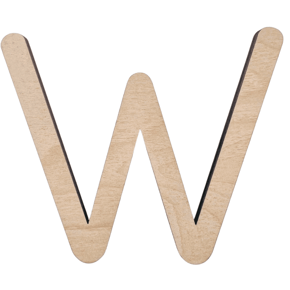 3" Tall BIRCH Wood Letter W | 1/4" Thick | Wood Craft Letters | Krafty Supply Lego House Font | Script Font