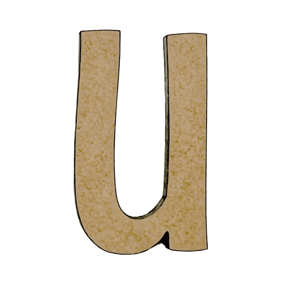 3" Tall MDF Wood Letter U | 1/4" Thick | Wood Craft Letters | American Font