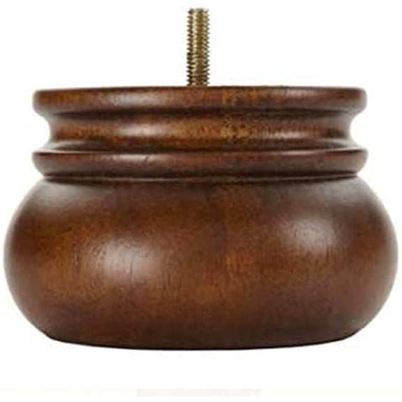 3" Tall Solid Wood Furniture Leg Brown Walnut Bun Foot- Set of 4