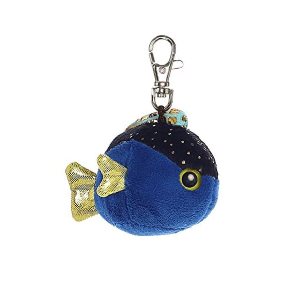 3" Tangee Blue Fish Clip-On Keyclip Small Soft Plush Keychain