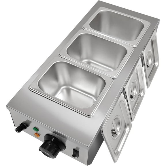 3-Tank Chocolate Tempering Machine - 1200W Stainless Steel Chocolate Melting Pot with Temperature Control & Lid, Electric  Food Warmer for Bakeries, Restaurants (1.8QT x3)