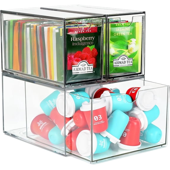 Acrylic Straw Holder & Coffee Capsule Organizer With Adhesive Tape - Double-Sided Storage For Kitchen