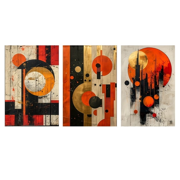 3-Teilige Bohemian-Style Canvas Art Set - Modern African-Inspired Abstract Poster, Frameless Wall Decor for Living Room, Bedroom, Home Office, Classic Long Horizontal Canvas Print, 2D Flat, Perfect