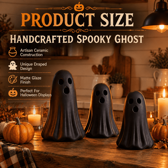 3 Terracotta Ghost Figtable Decor Black