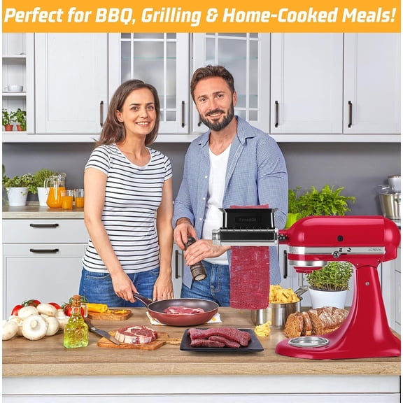 3 Thickness Adjustable Meat Tenderizer Attachment for Kitchenaid Mixers,Steak Cuber Processor Accessories for Kitchen aide,Dishwasher Safe, Black