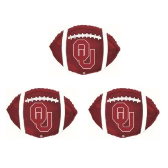 3 Three New Foil Balloons Football Oklahoma Team Mascot Tailgate Birthday Party