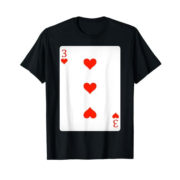3 Three Of Hearts Playing Cards Shirt Easy Halloween Costume T-Shirt