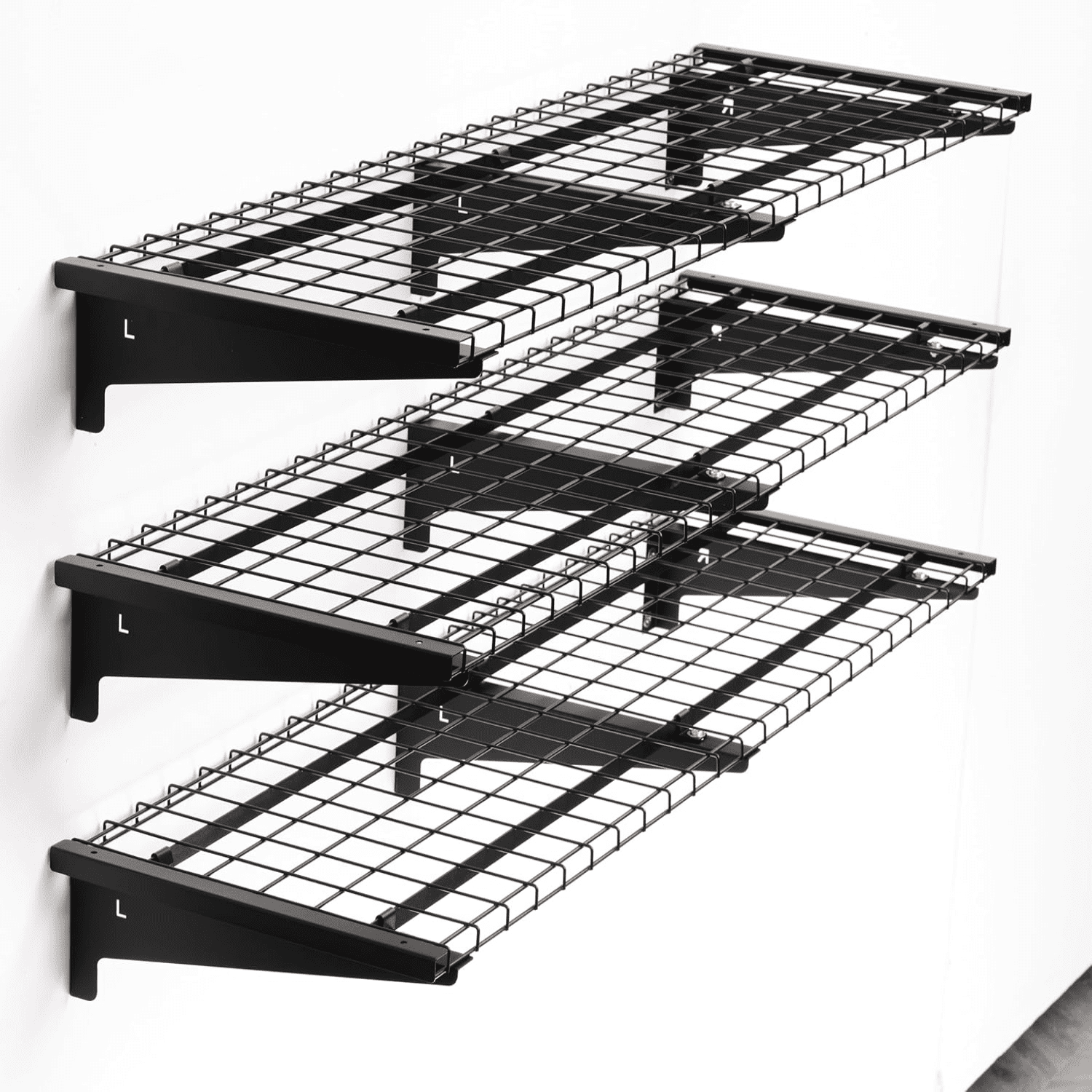 3 Tier 1.3x4ft Garage Shelving Wall Mounted Loads 900 lbs Heavy Duty