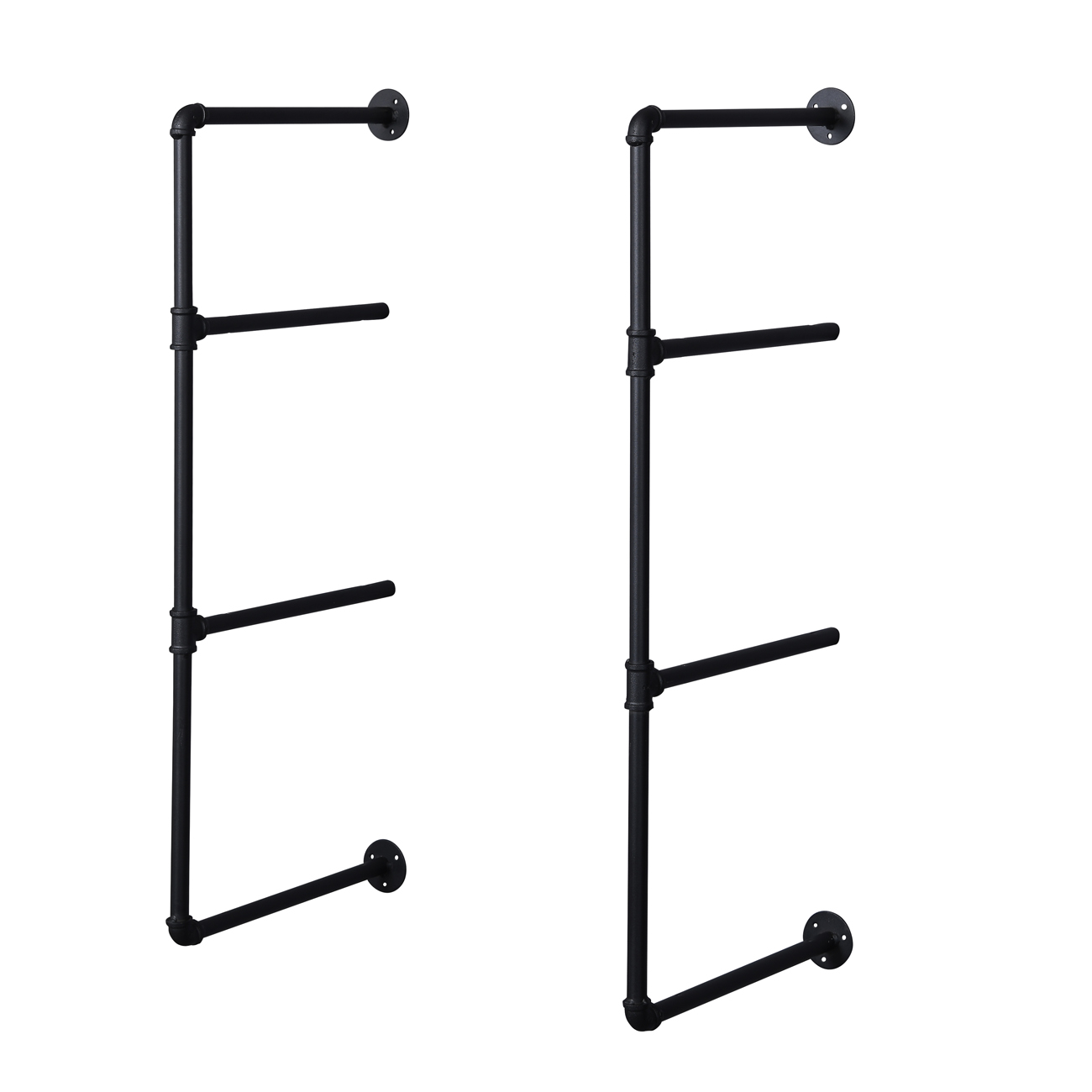 3 Tier 12" Deep Industrial WallMounted Iron Pipe Shelving Unit Pipe