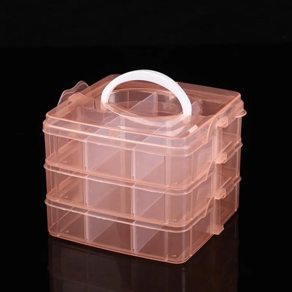 3-Tier 18-Grid Portable Storage Organizer Box, Detachable Compartment ...