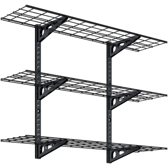 3 Tier 1x4ft Garage Storage Wall Shelving, 12x48inch per Shelf Height Adjustable Floating Shelves, 450lbs Total Weight Capacity, , Classic Series