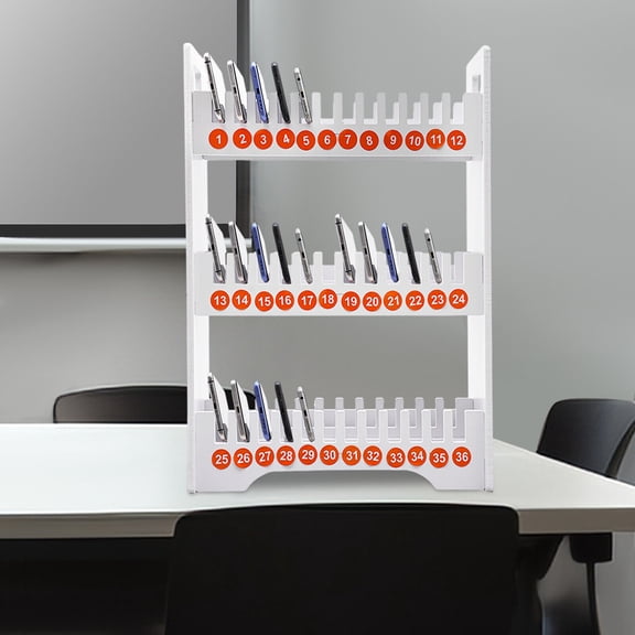 3-Tier 36-Slot Mobile Phone Holder, Portable White PVC Desk Organizer, Tabletop Stand