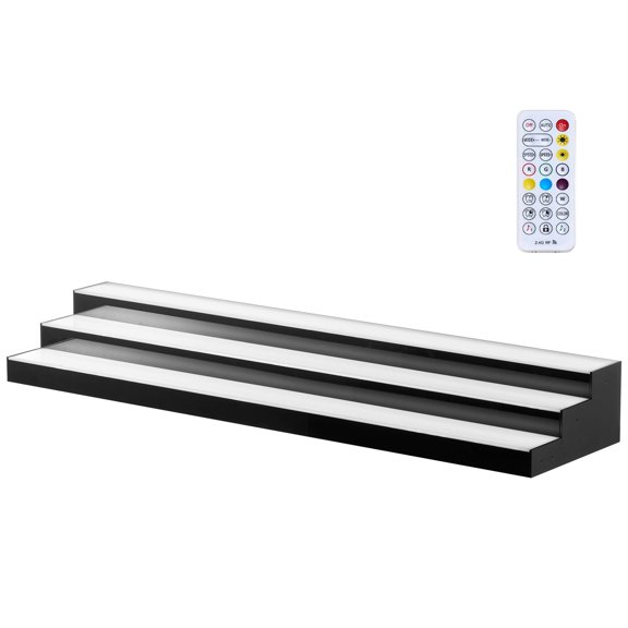 3-Tier 48 Inch LED Lighted Liquor Bottle Display Shelf, Acrylic Illuminated Bar Rack with RF Remote & App Control, Type-C Cable DIY Assembly, 9 Static Colors, Holds 36-48 Bottles