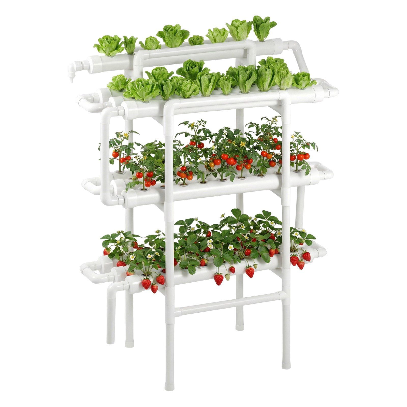 3-Tier 90-Site Hydroponic Kit, UPVC, Timed, Indoor