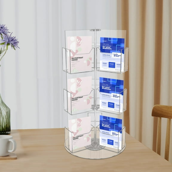 3-Tier Acrylic Brochure Holder 18-Pocket Display Stand, 360 Swivel Floor Mount for Flyers Menus, Clear 19.8 Inch
