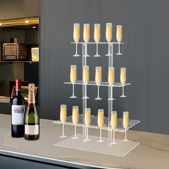 3-Tier Acrylic Champagne Tower Wine Glasses Holder Stand Party Centerpieces 50*30*65cm Used in KTV, Birthday Parties, Weddings