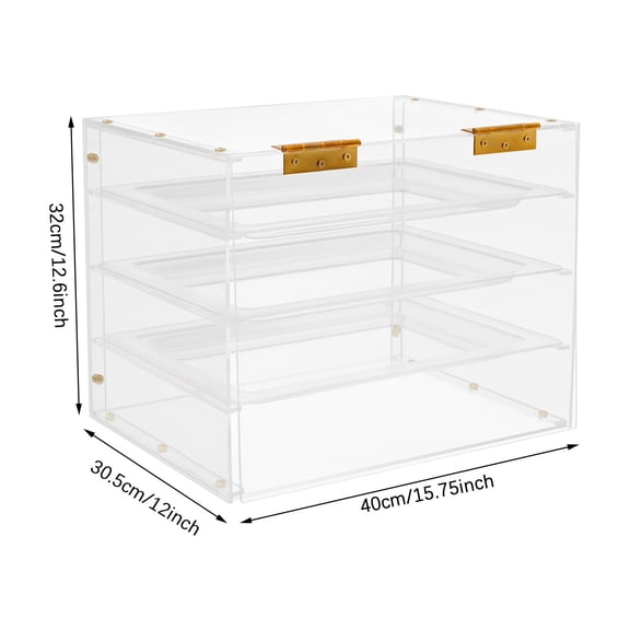 3-Tier Acrylic Cookie Display Cabinet Clear Showcase for Bakery Removable Trays