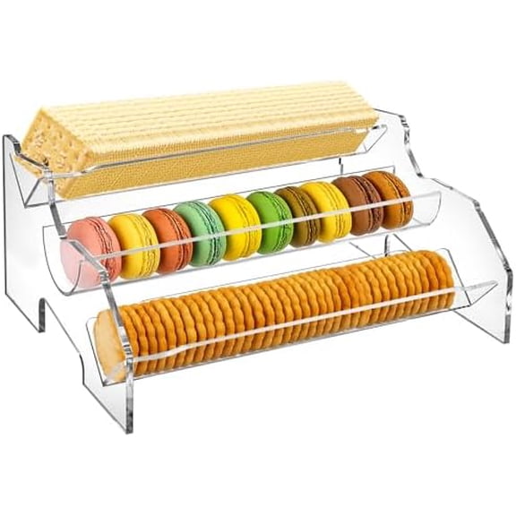 3 Tier Acrylic Cracker Trays for Serving, Clear Macaron Display Tray, 11 Inch Biscuit Cracker Holder Stand for Wedding Home Party Events