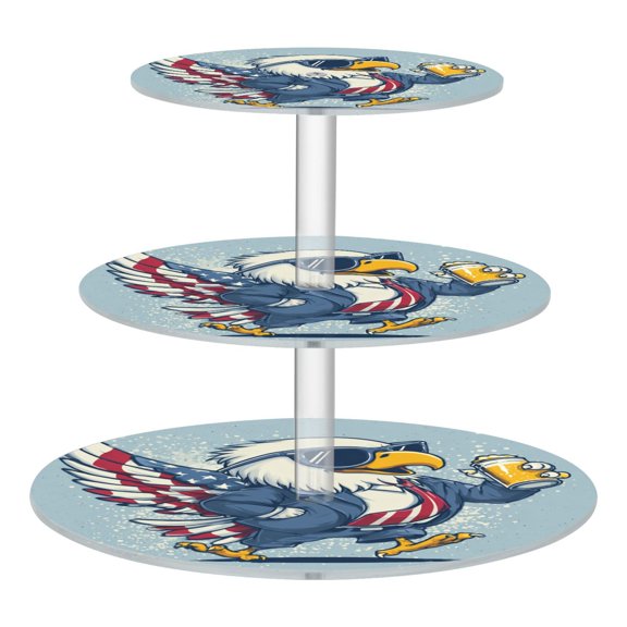3 Tier Acrylic Cupcake Stand Beer-drinking Eagle Dessert Display Tower for Birthday Wedding Party