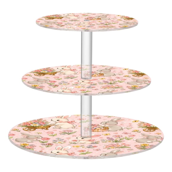 3 Tier Acrylic Cupcake Stand Bunny Butterfly Spring Garden Dessert Display Tower for Birthday Wedding Party