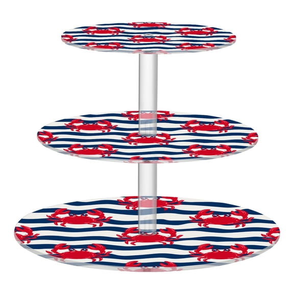 3 Tier Acrylic Cupcake Stand Coastal Crab Design Dessert Display Tower for Birthday Wedding Party