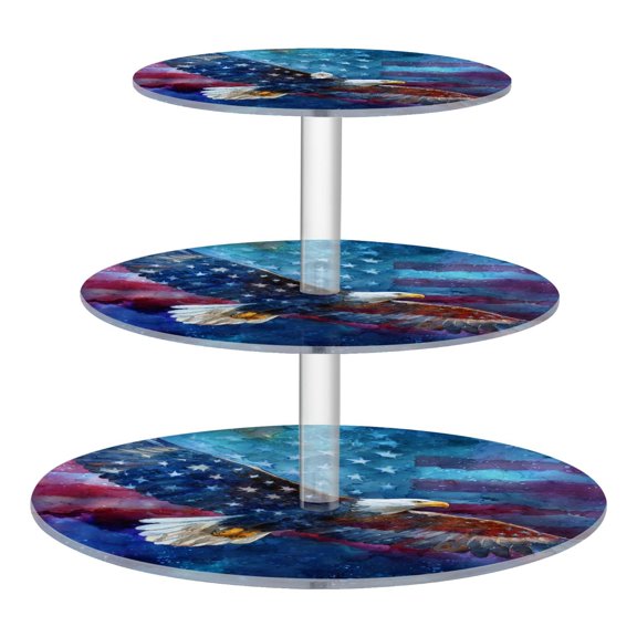 3 Tier Acrylic Cupcake Stand Eagle Beneath The Marbled Sky Dessert Display Tower for Birthday Wedding Party
