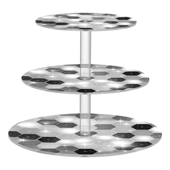 3 Tier Acrylic Cupcake Stand Futuristic Sparkle Hex Tile Dessert Display Tower for Birthday Wedding Party