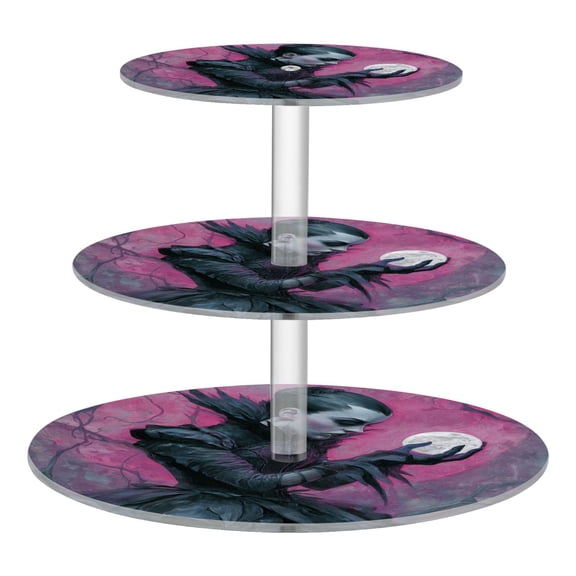 3 Tier Acrylic Cupcake Stand Gothic Vampire Queen Dessert Display Tower for Birthday Wedding Party