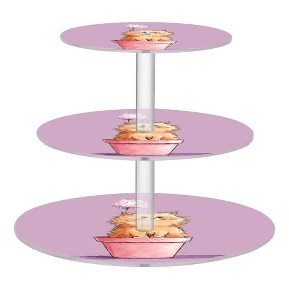 3 Tier Acrylic Cupcake Stand Kitten in A Pot Dessert Display Tower for Birthday Wedding Party