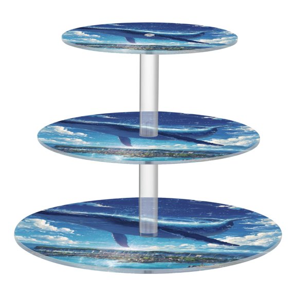 3 Tier Acrylic Cupcake Stand Magic Blue Whale Dessert Display Tower for Birthday Wedding Party