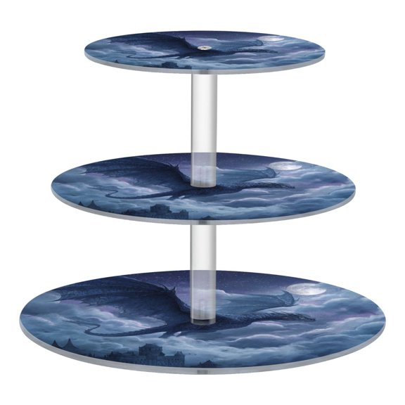 3 Tier Acrylic Cupcake Stand Magic Dragon Guardian Dessert Display Tower for Birthday Wedding Party