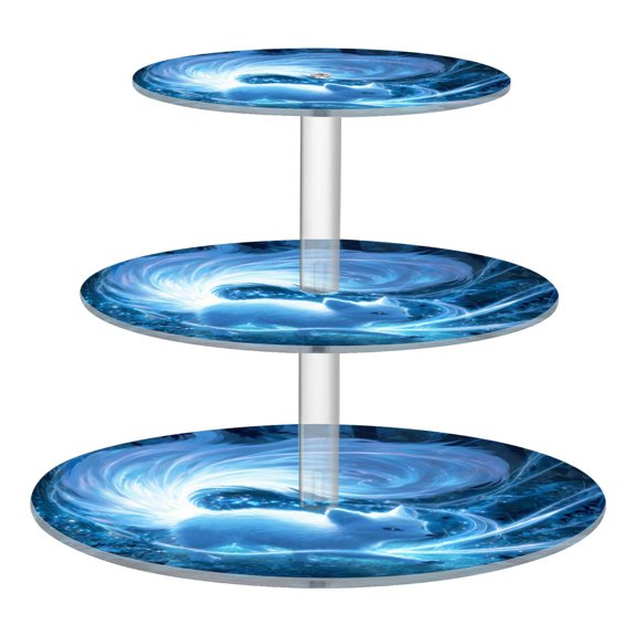 3 Tier Acrylic Cupcake Stand Magic White Fox Dessert Display Tower for Birthday Wedding Party