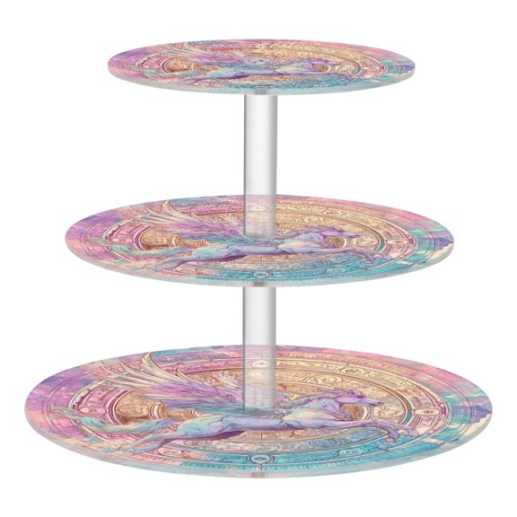 3 Tier Acrylic Cupcake Stand Pegasus Flying Dessert Display Tower for Birthday Wedding Party
