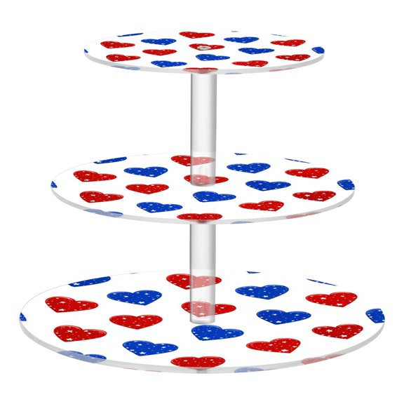 3 Tier Acrylic Cupcake Stand Red Blue Star Heart Art Dessert Display Tower for Birthday Wedding Party