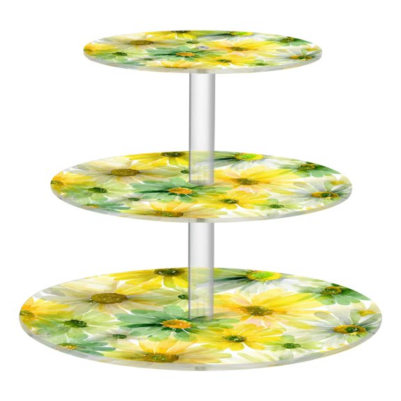 3 Tier Acrylic Cupcake Stand Spring Meadow Print Dessert Display Tower for Birthday Wedding Party