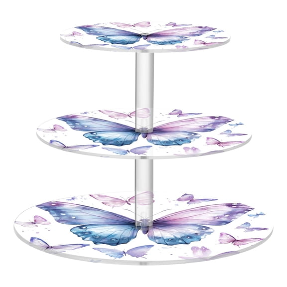3-Tier Acrylic Cupcake Stand Sturdy Dessert Display Cupcake Tower Cupcake Holder for Party Wedding Outdoor Picnic A Flock Of Butterflies