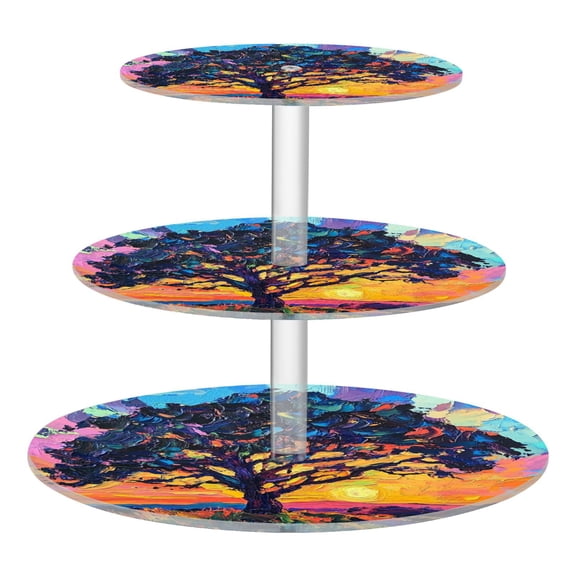 3-Tier Acrylic Cupcake Stand Sturdy Dessert Display Cupcake Tower Cupcake Holder for Party Wedding Outdoor Picnic An Oak Tree