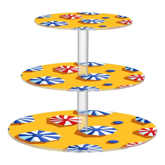 3-Tier Acrylic Cupcake Stand Sturdy Dessert Display Cupcake Tower Cupcake Holder for Party Wedding Outdoor Picnic Beach Umbrellas and Balls